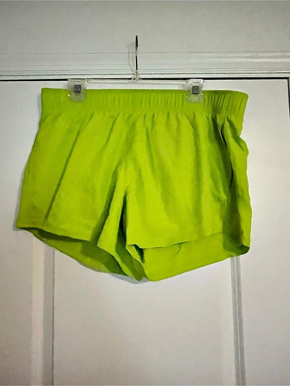 Athletic Elastic Waist Shorts in Neon Yellow - large